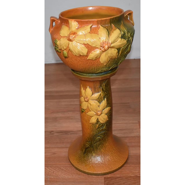 Orange 1940s Roseville Orange Clematis Flowered Jardiniere For Sale - Image 8 of 11