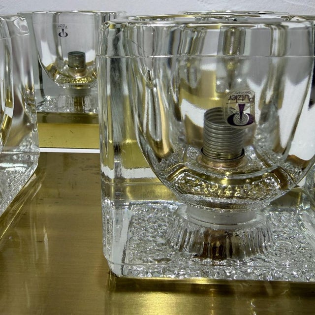 Vintage Wall Lamps in Ice Glass and Brass from Peill & Putzler, 1970s, Set of 2 For Sale - Image 4 of 18