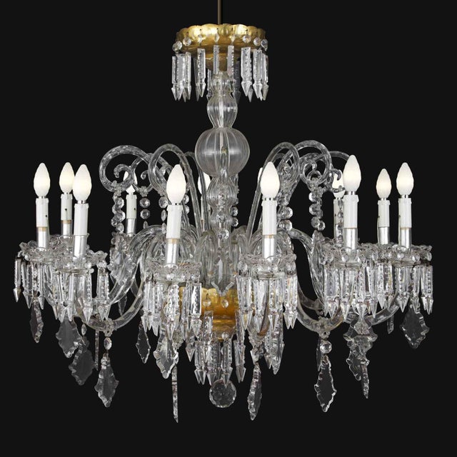 Antique Bohemian Crystal Chandelier, 1950s For Sale - Image 3 of 10