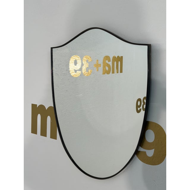 1970s Vintage Italian Brass Shield Mirror 1970s For Sale - Image 5 of 6