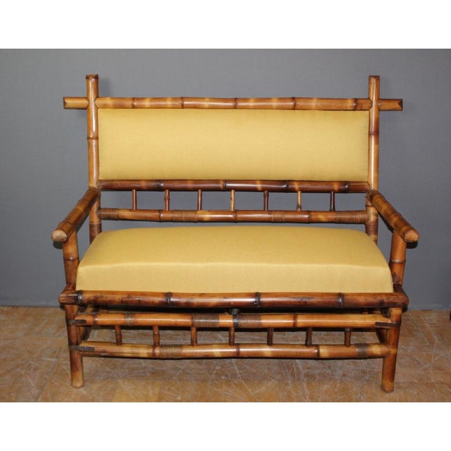 Napoleon III Bamboo Bench, 1890s For Sale - Image 10 of 11