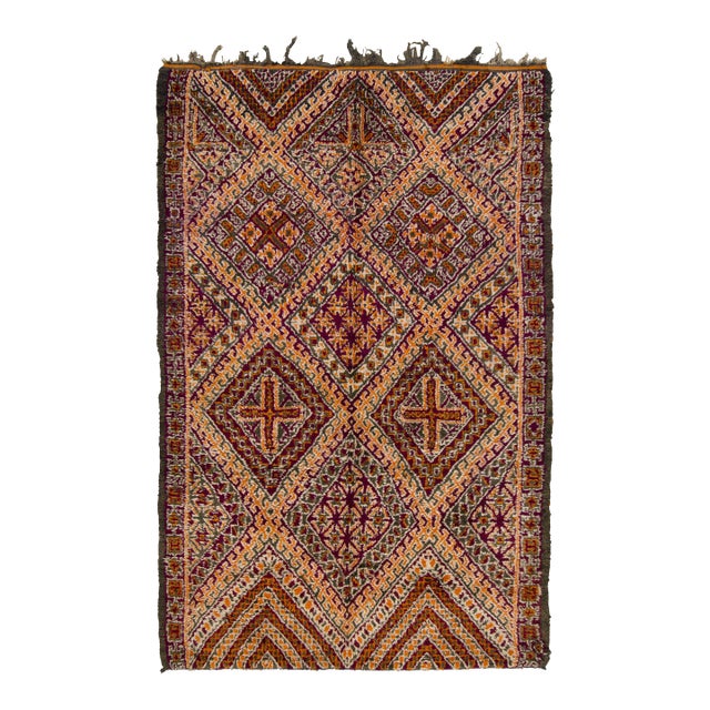 Vintage Moroccan Berber Wool Rug With Geometric Motifs by Rug & Kilim, 1950-1959 For Sale