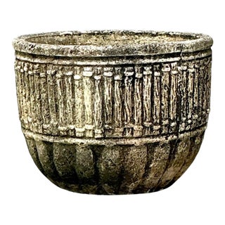Vintage Concrete Fluted Garden Planter For Sale