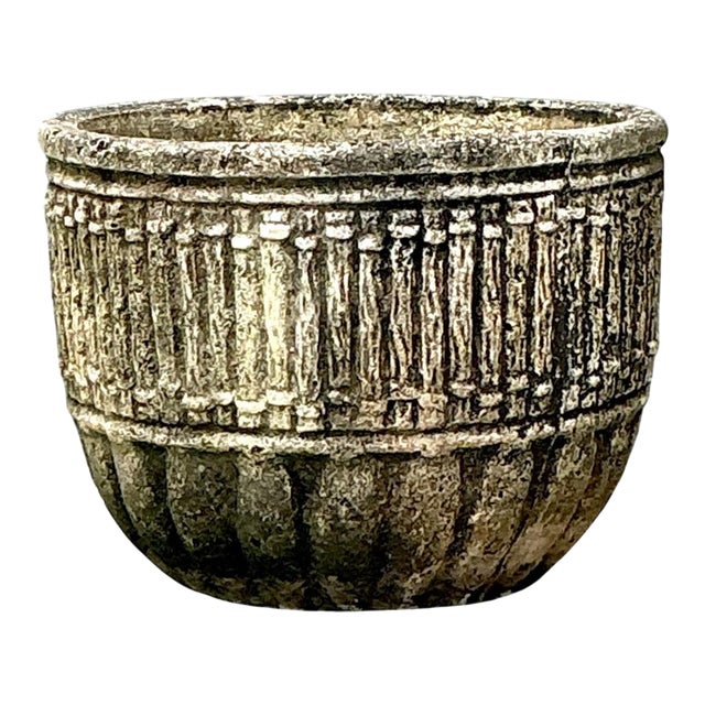 Vintage Concrete Fluted Garden Planter For Sale