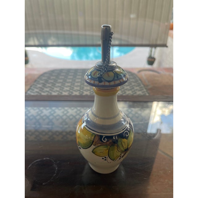 Ceramic Vintage Handmade Rampini Italy Lemons Ceramic Cruet Set & Wine Cooler - 6 pcs For Sale - Image 7 of 10