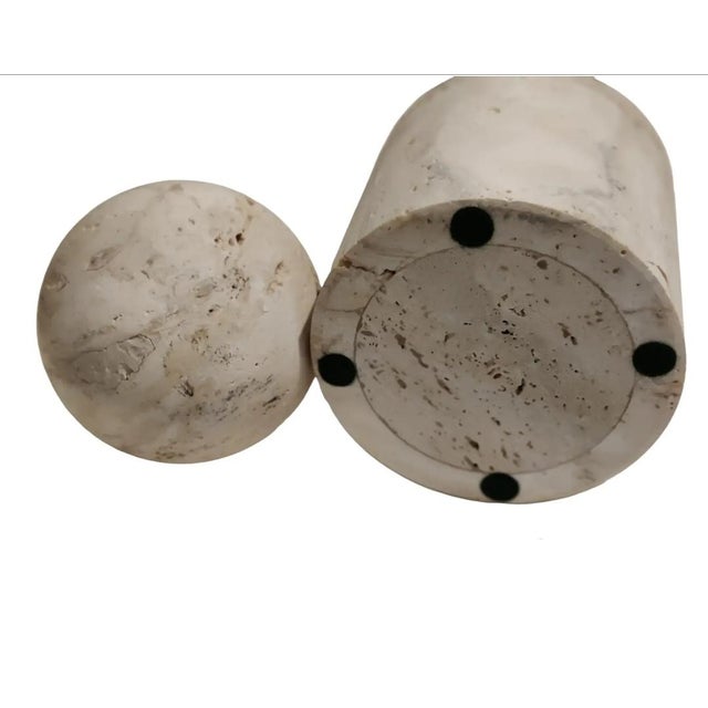 Sand 1990s Travertine Stone Canister and Sphere Set- 2 Pieces For Sale - Image 8 of 10