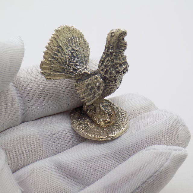 Vintage Italian Handmade Genuine Silver Turkey Figurine Sculpture 1950/60 For Sale - Image 6 of 11