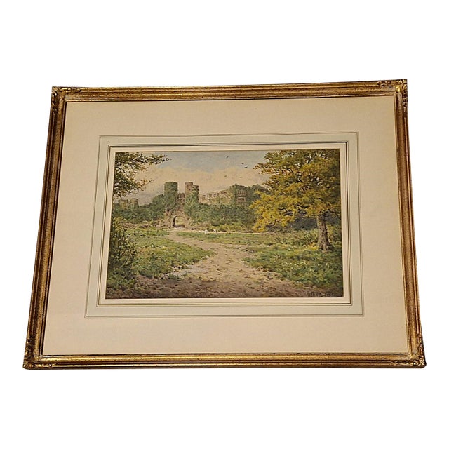 Berry Pomeroy Castle – Original Watercolor by Arthur Suker (1857–1940) For Sale