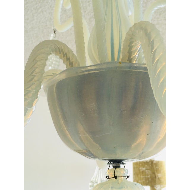 Glass Vintage Opalescent Murano Glass Chandelier For Sale - Image 7 of 13