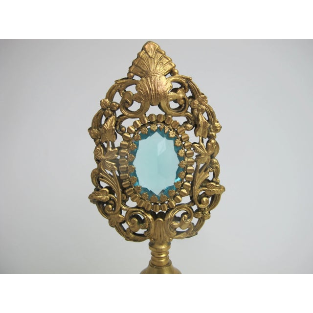 Wow, absolutely stunning Czechoslovakian glass vintage perfume bottle. Clear glass mounted in fine gold filigree metal...