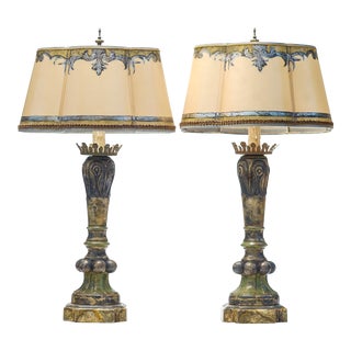 20th C. Italian Style Painted Lamps - a Pair For Sale