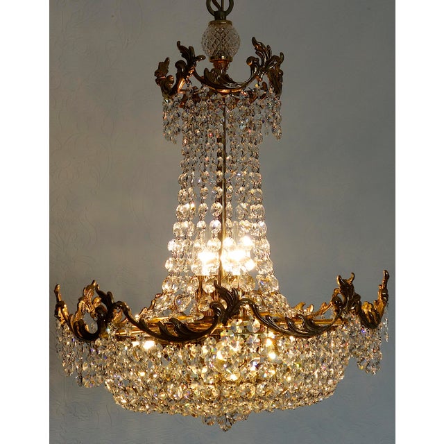 Brass Lead and Crystal Chandelier from Palwa, 1970s For Sale - Image 9 of 15