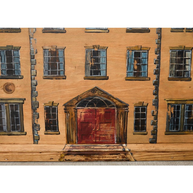 Country English Painted Pine Trunk With Georgian House Facade For Sale - Image 15 of 18