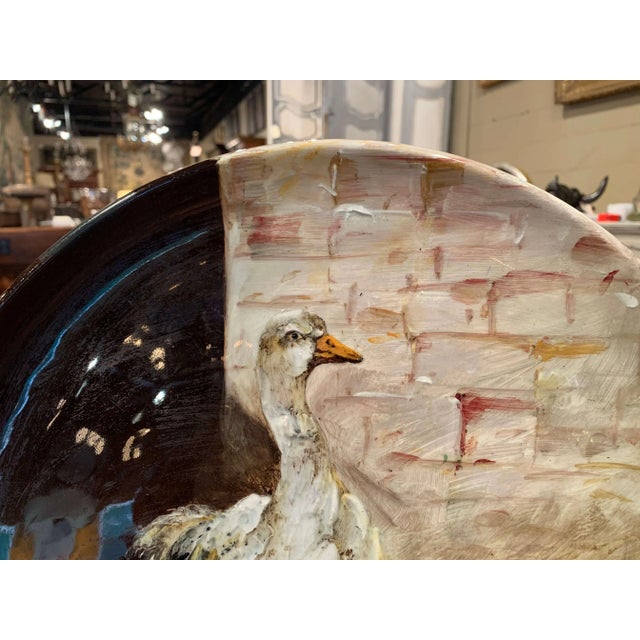 French 19th Century French Hand Painted Ceramic Duck Wall Platter Stamped J. Massier For Sale - Image 3 of 11