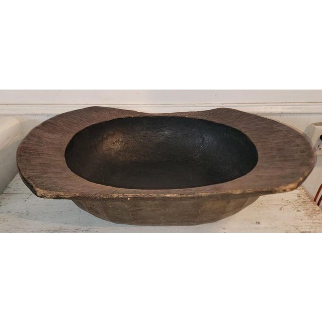 Folk Art 19thc Hand Carved Large Dough Bowl For Sale - Image 3 of 5