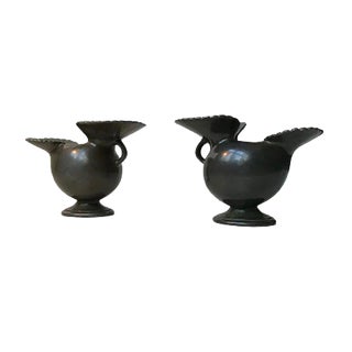 Hen Shaped Metal Vases by Just Andersen for Just, 1930s, Set of 2 For Sale