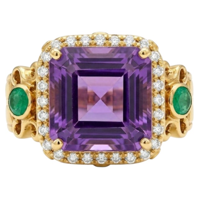 Natural Amethyst 4.75cts & Diamond 0.2cts Ring in 18k Gold For Sale - Image 4 of 8