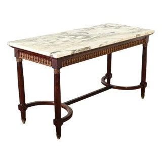 French 19th Century Louis XVI Style Mahogany & Marble Center Table For Sale