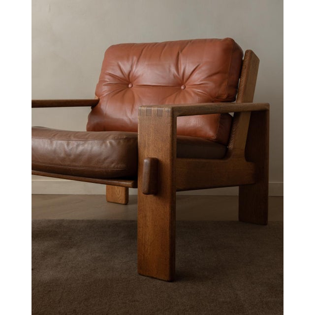 Wood Vintage Bonanza Lounge Chair in Finnish Oak & Cognac Leather by Esko Pajamies for Asko, 1960s For Sale - Image 7 of 18
