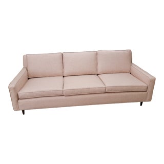 Vintage Florence Knoll Style Blush Pink Bespoke Tuxedo Sofa For Sale