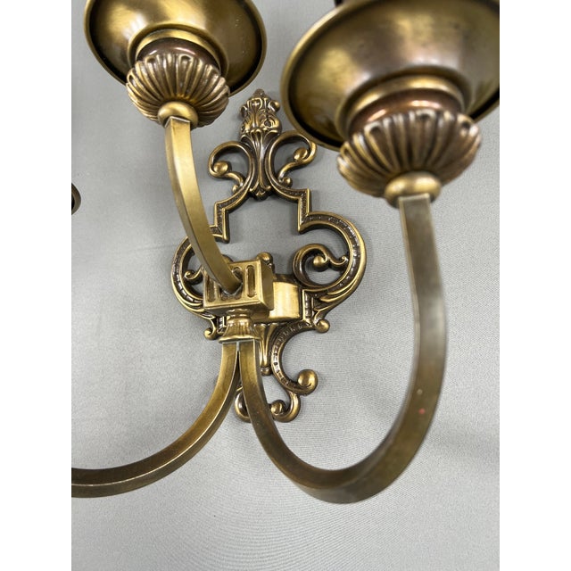Metal 20th Century Brass Wall Sconces, Set of 2 For Sale - Image 7 of 9