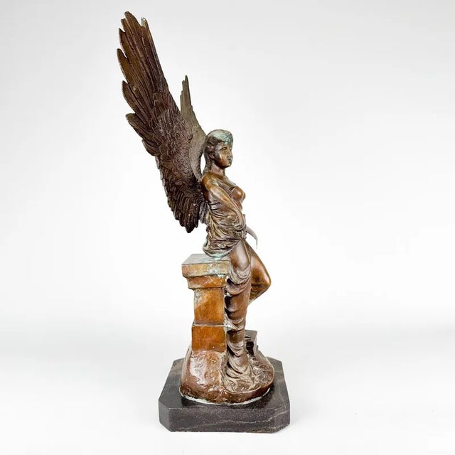 Antique Broze Sculpture of Angel with Sword, 1890s For Sale - Image 4 of 11
