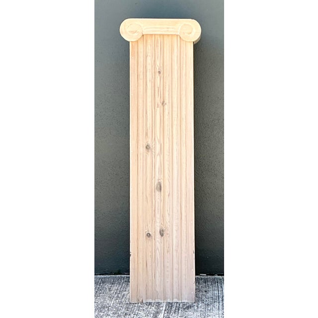 Vintage Washed Knotty Pine Column Pedestal For Sale - Image 4 of 12