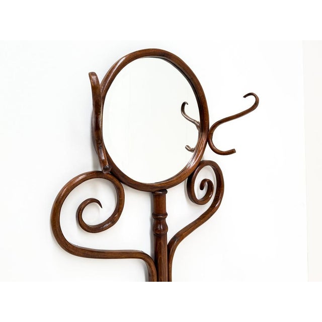 Bentwood Hall Stand with Beveled Mirror For Sale - Image 6 of 11