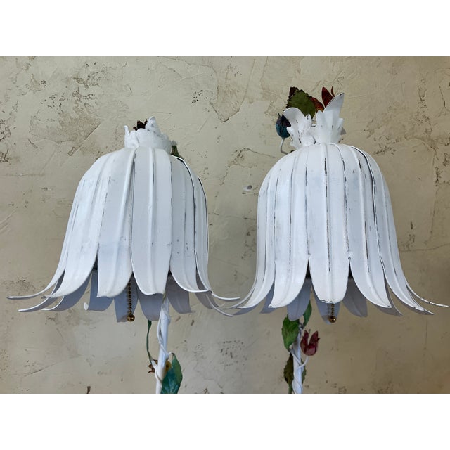 Pair of Vintage Italian Tulip Shade Floral Table Lamps For Sale - Image 10 of 18