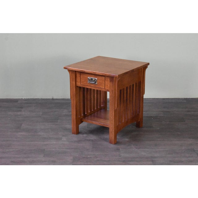 American Crafters and Weavers Mission 1 Drawer Crofter End Table - Golden Brown For Sale - Image 3 of 5