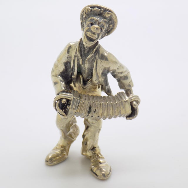 Vintage Italian Handmade Silver Clown with Accordion Figurine from Angini, Tuscany, 1970s For Sale - Image 14 of 14
