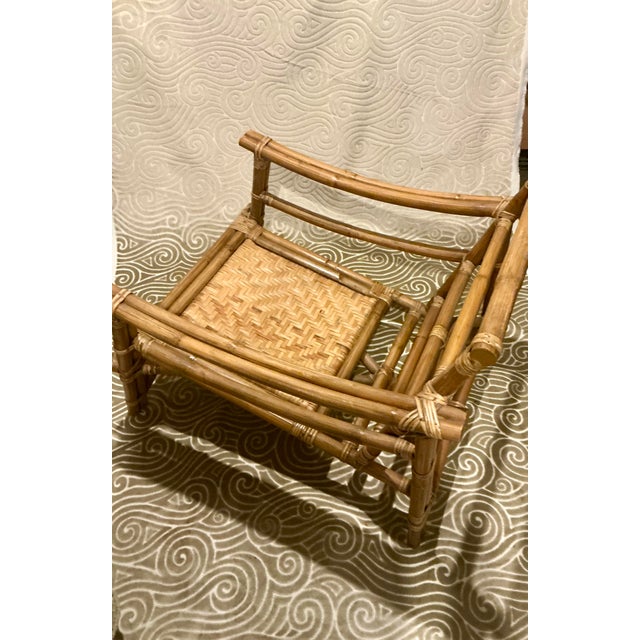 Vintage Mid-Century Modern Rattan Lounge Chair With Original Cushions For Sale - Image 4 of 5