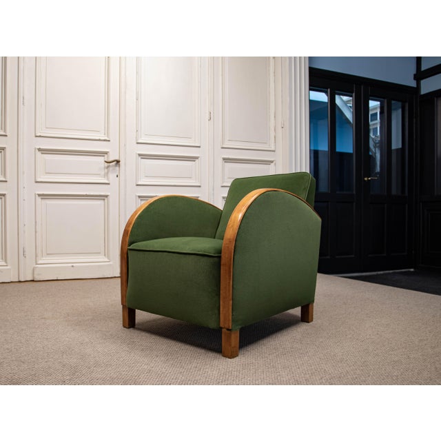 Vintage Lounge Chair in Green Velvet, Sweden, 1930s For Sale - Image 3 of 13