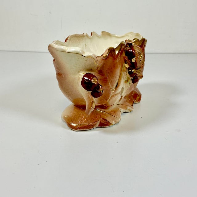 1940s Vintage Boho Chic Rustic Art Deco Ceramic Fall Pomegranate Planter For Sale - Image 13 of 15