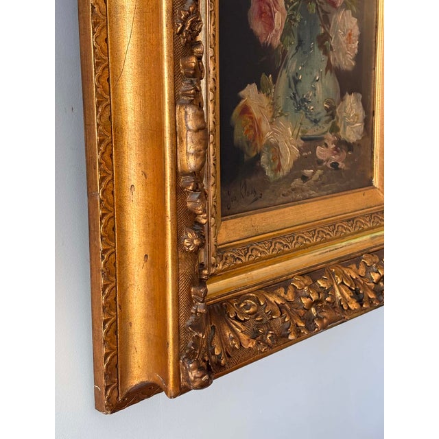 Jos Klaas / Henry Schouten, Floral Still Life with Roses in Vase, 1890s, Oil on Canvas, Framed For Sale - Image 9 of 12