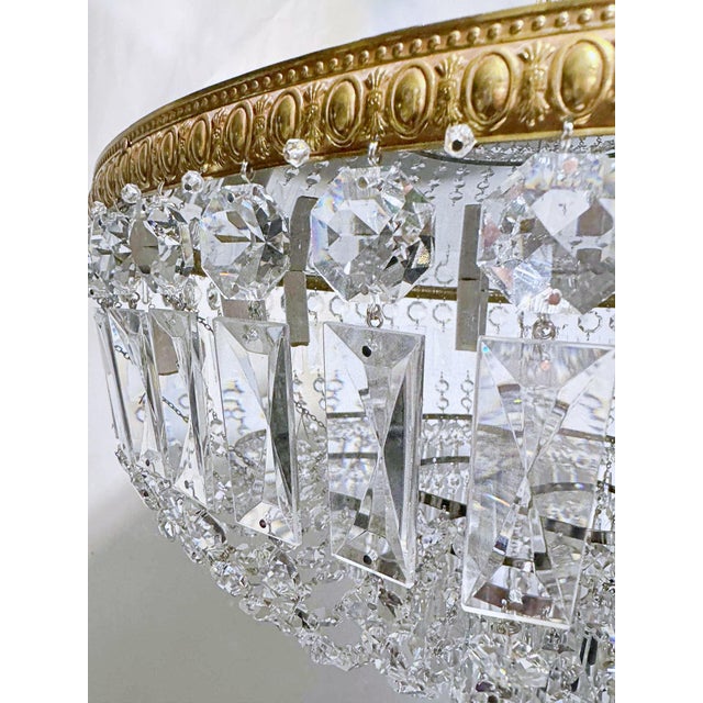 Metal Vintage Italian Bronze Basket Chandelier For Sale - Image 7 of 10