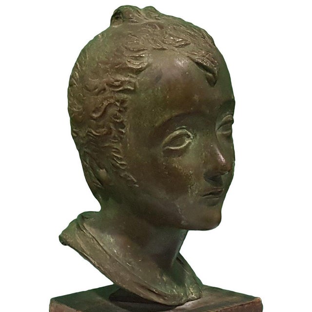 Antique Head of Young Boy Bronze Sculpture by Attilio Torresini, 1900s For Sale - Image 4 of 5
