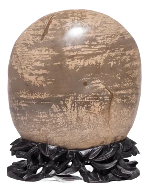 Chinese Meditation Stone on Carved Stand
