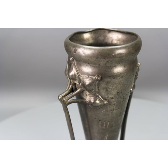 Gray Art Nouveau Pewter Vase with Plant Motifs, Early 20th Century For Sale - Image 8 of 18