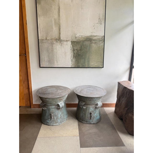 This sculptural cast bronze rain drum is a striking reinterpretation of a traditional Southeast Asian ceremonial object,...