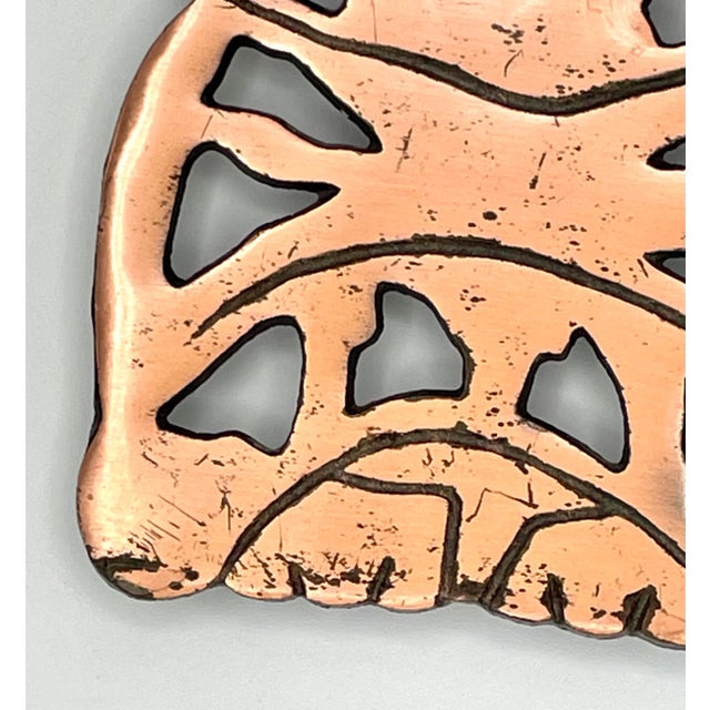 Metal 1990s Vintage Metal Copper Cat Trivet For Sale - Image 7 of 7