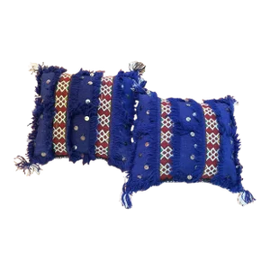 Pair of Vintage Moroccan Blue Pillows