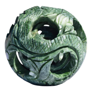 Chinese Carved Jade Dragon Puzzle Ball