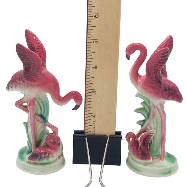 Pair of Mid 20th Century Ceramic Miniature Pink Flamingo Tabletop Statue by Leftons For Sale - Image 17 of 17