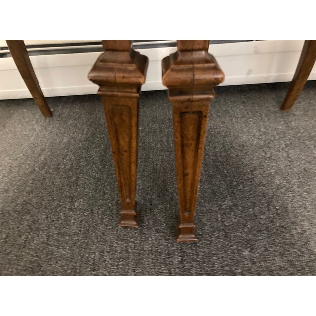 4 vintage French Louis XVI style cane back dining chairs featuring a carved wood balloon back and woven rattan caning....