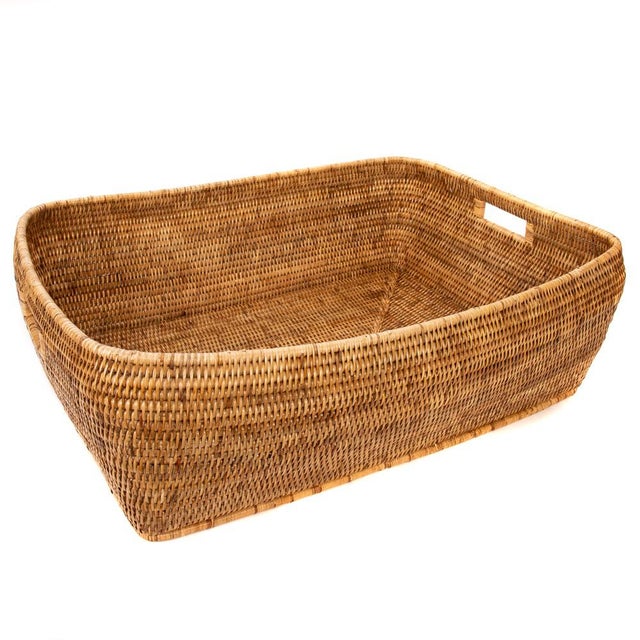 Artifacts Rattan Rectangular Oblong Storage Basket in Honey Brown - 26" For Sale In Houston - Image 6 of 6