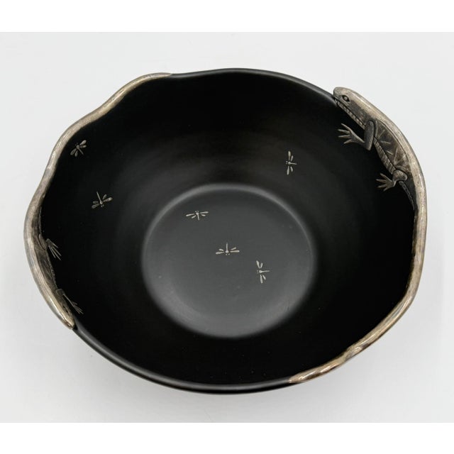 1980s Emilia Castillo Pure Silver Lizard & Black Porcelain Bowl, Mexican Silver Art For Sale In Los Angeles - Image 6 of 18