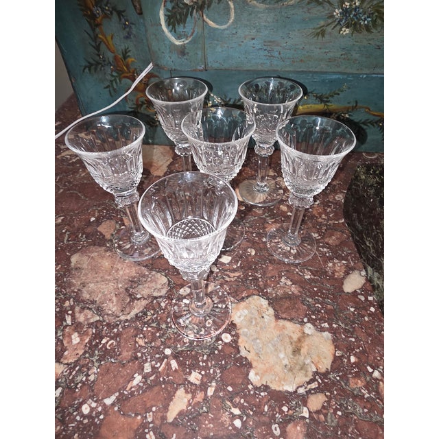Glass Six St. Louis Crystal "Tommy" Pattern Cordial Glasses For Sale - Image 7 of 7