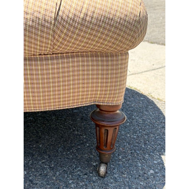 Vintage Silk Plaid Slipper Chair With Caster Wheels For Sale - Image 9 of 11