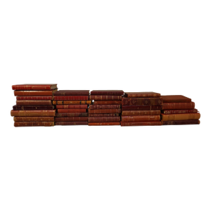 Red Leather Vintage Books- Set of 35